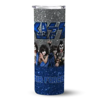 Custom Air Force Falcons Kiss Band Grey Skinny Tumbler