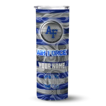 Custom Air Force Falcons Patterned Waves Blue Skinny Tumbler