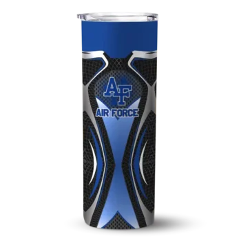 Custom Air Force Falcons Superman Emblem Blue Black Skinny Tumbler