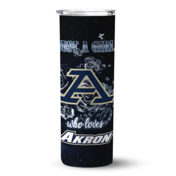 Custom Akron Zips Rose Romance Blue Black Skinny Tumbler