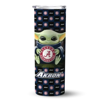 Custom Akron Zips Yoda Cozy Blue Black Skinny Tumbler