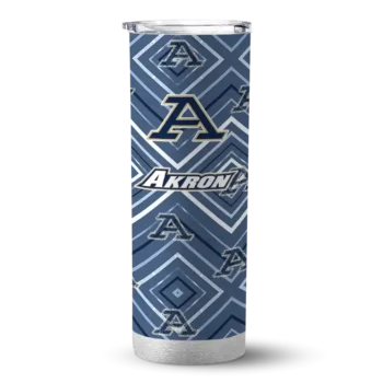 Custom Akron Zips Zipper Leopard Blue Skinny Tumbler