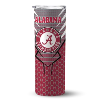 Custom Alabama Crimson Tide Chevron Stripes Crimson Skinny Tumbler