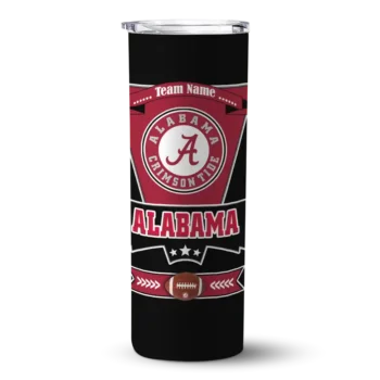 Custom Alabama Crimson Tide Helmet Belt Crimson Black Skinny Tumbler