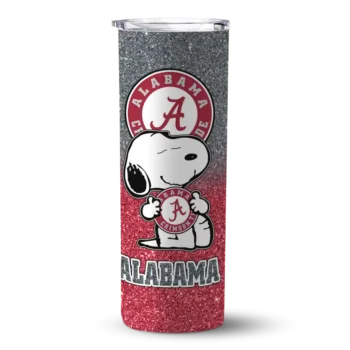 Custom Alabama Crimson Tide Snoopy Attitude Crimson Skinny Tumbler