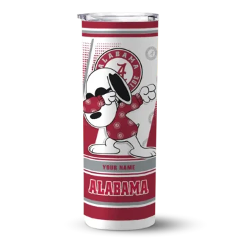 Custom Alabama Crimson Tide Snoopy Dog Crimson White Skinny Tumbler