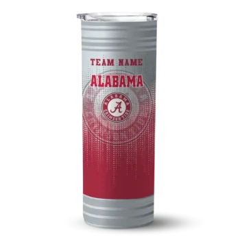 Custom Alabama Crimson Tide Swirl Texture Crimson Skinny Tumbler