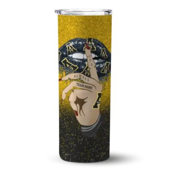 Custom Appalachian State Mountaineers Sparkle Lips Black Skinny Tumbler