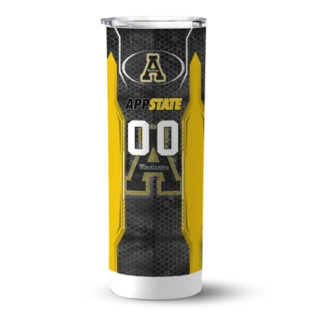 Custom Appalachian State Mountaineers Stacked Diamond Black Skinny Tumbler