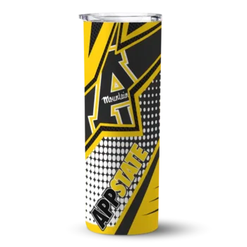 Custom Appalachian State Mountaineers Web Stripes Black White Skinny Tumbler