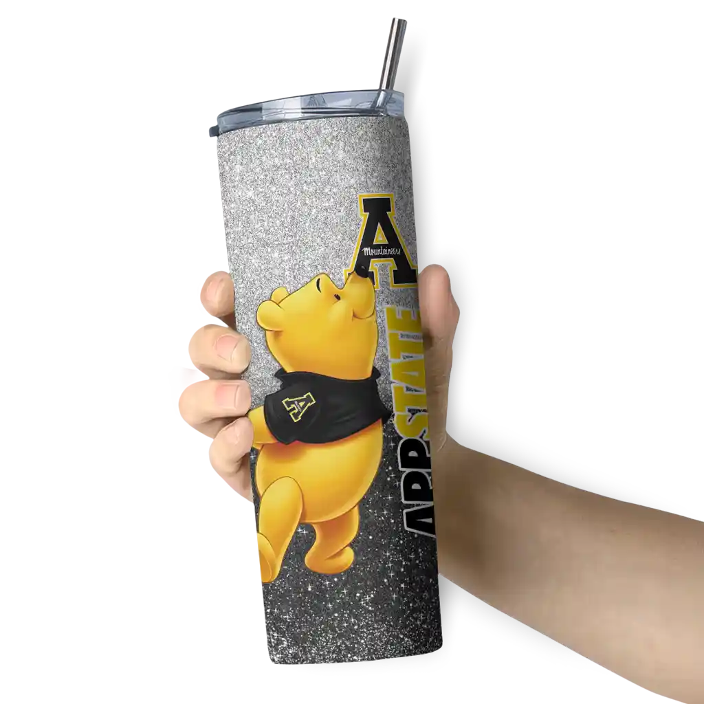 custom-appalachian-state-mountaineers-winnie-the-pooh-black-gray-skinny-tumbler-premium-grade.webp