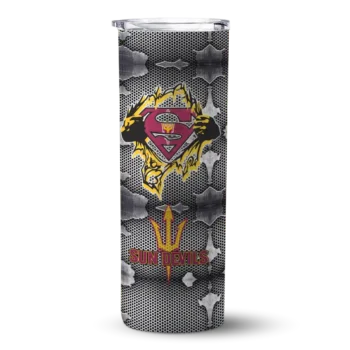 Custom Arizona State Sun Devils Chevron V Maroon Gray Skinny Tumbler