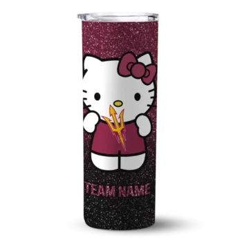 Custom Arizona State Sun Devils Hello Kitty Maroon Black Skinny Tumbler