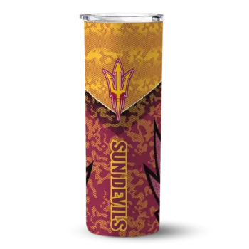 Custom Arizona State Sun Devils Spiral Burst Print Maroon Skinny Tumbler