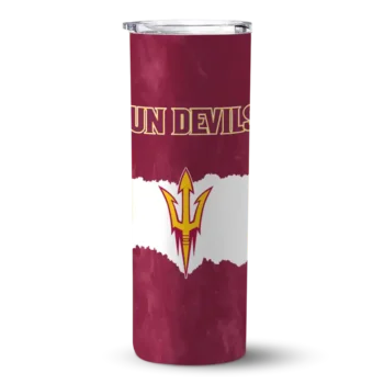 Custom Arizona State Sun Devils Torn Band Maroon White Skinny Tumbler