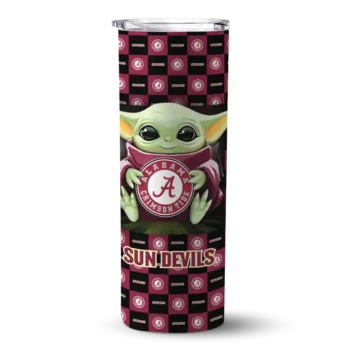 Custom Arizona State Sun Devils Yoda Cozy Maroon Black Skinny Tumbler