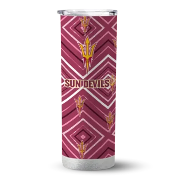Custom Arizona State Sun Devils Zipper Leopard Maroon Skinny Tumbler