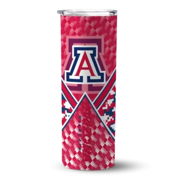 Custom Arizona Wildcats Monogram Burst Red White Skinny Tumbler
