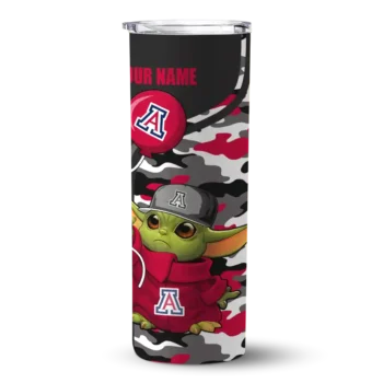 Custom Arizona Wildcats Yoda Camo Red Black Skinny Tumbler