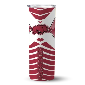 Custom Arkansas Razorbacks Camo Texture Red Skinny Tumbler