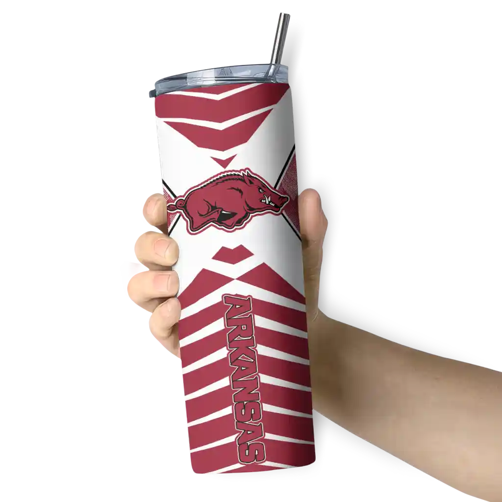 custom-arkansas-razorbacks-camo-texture-red-skinny-tumbler-premium-grade.webp