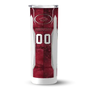 Custom Arkansas Razorbacks Stacked Diamond Red Skinny Tumbler
