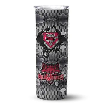 Custom Arkansas State Red Wolves Chevron V Scarlet Gray Skinny Tumbler