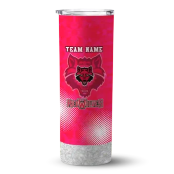 Custom Arkansas State Red Wolves Starburst Tiles Scarlet Skinny Tumbler