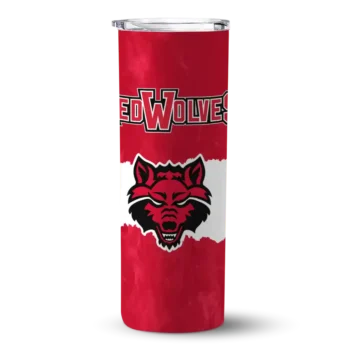 Custom Arkansas State Red Wolves Torn Band Scarlet White Skinny Tumbler