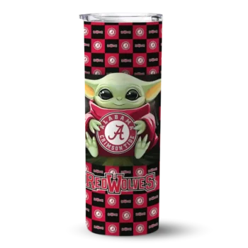 Custom Arkansas State Red Wolves Yoda Cozy Scarlet Black Skinny Tumbler