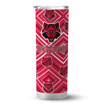 Custom Arkansas State Red Wolves Zipper Leopard Scarlet Skinny Tumbler