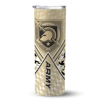 Custom Army Black Knights Monogram Burst Gold White Skinny Tumbler