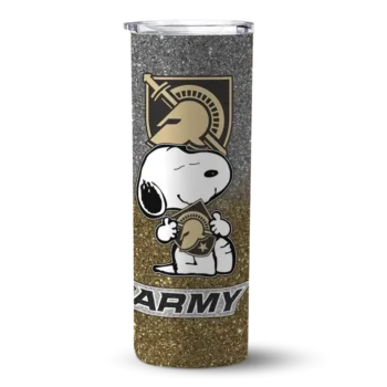 Custom Army Black Knights Snoopy Attitude Gold Skinny Tumbler