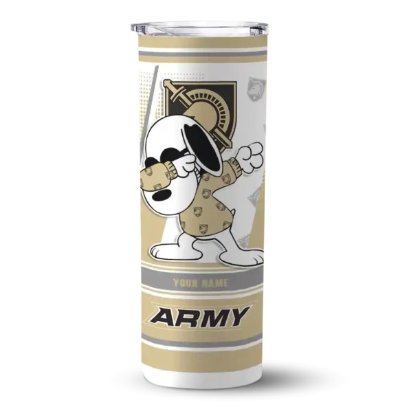 custom army black knights snoopy dog gold white skinny tumbler best selling