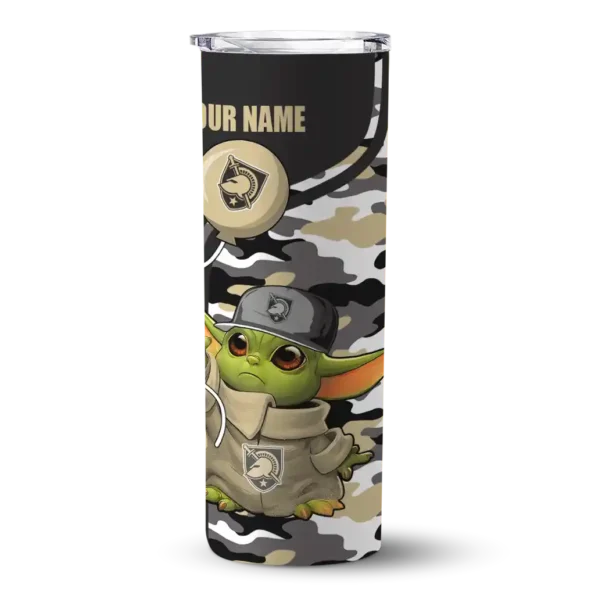 custom army black knights yoda camo gold black skinny tumbler best selling