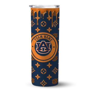 Custom Auburn Tigers Camo Streak Navy Blue Skinny Tumbler