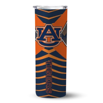 Custom Auburn Tigers Camo Texture Navy Blue Skinny Tumbler