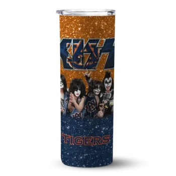 Custom Auburn Tigers Kiss Band Orange Skinny Tumbler