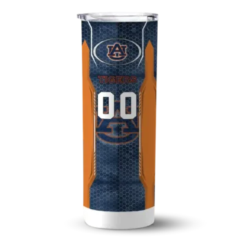 Custom Auburn Tigers Stacked Diamond Navy Blue Skinny Tumbler