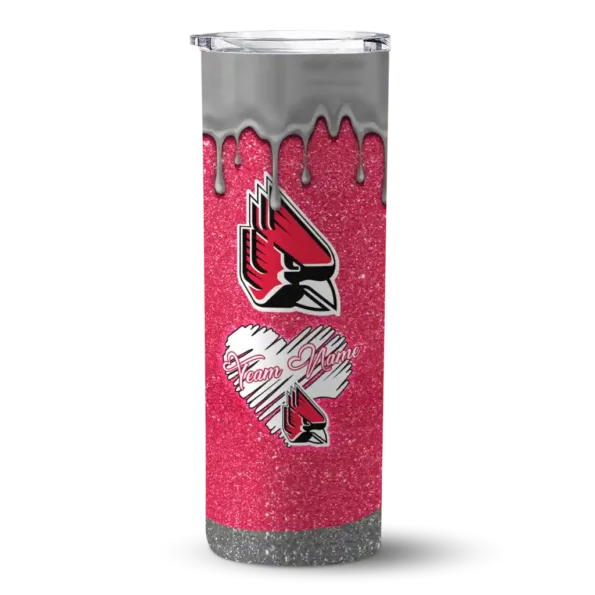 custom ball state cardinals pixel fade red skinny tumbler best selling