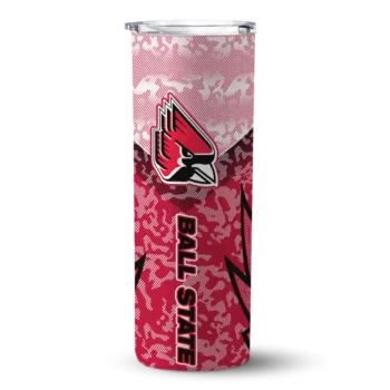 Custom Ball State Cardinals Spiral Burst Print Red Skinny Tumbler