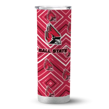 Custom Ball State Cardinals Zipper Leopard Red Skinny Tumbler