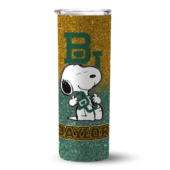 Custom Baylor Bears Snoopy Attitude Green Skinny Tumbler