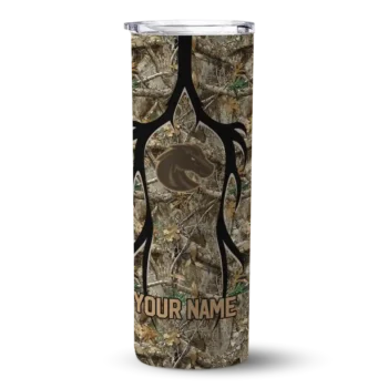 Custom Boise State Broncos Antler Flow Camo Skinny Tumbler