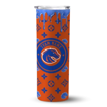 Custom Boise State Broncos Camo Streak Orange Skinny Tumbler