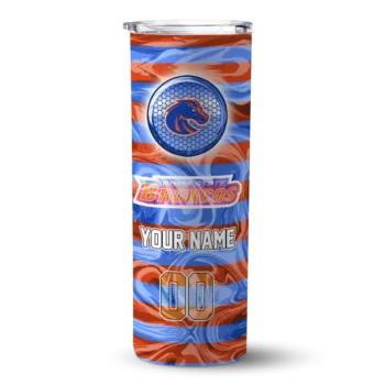 Custom Boise State Broncos Patterned Waves Orange Skinny Tumbler