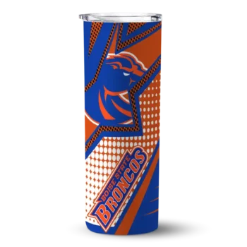 Custom Boise State Broncos Web Stripes Orange White Skinny Tumbler