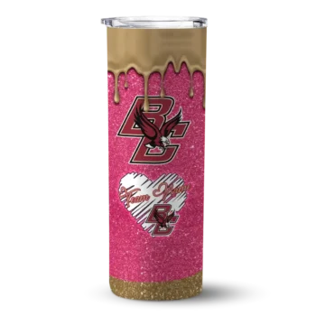 Custom Boston College Eagles Pixel Fade Maroon Skinny Tumbler