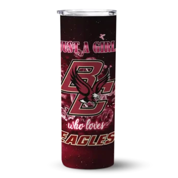 Custom Boston College Eagles Rose Romance Maroon Black Skinny Tumbler