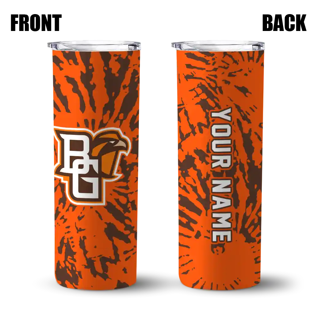 custom-bowling-green-falcons-metallic-grid-orange-skinny-tumbler-fashion-forward.webp